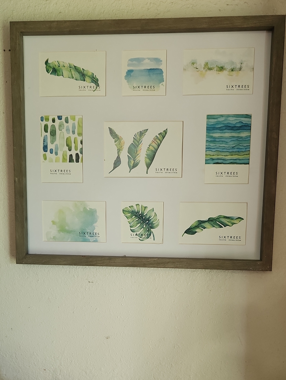Sixtrees Framed Botanical Wall Art - Green & Teal Watercolor Collage